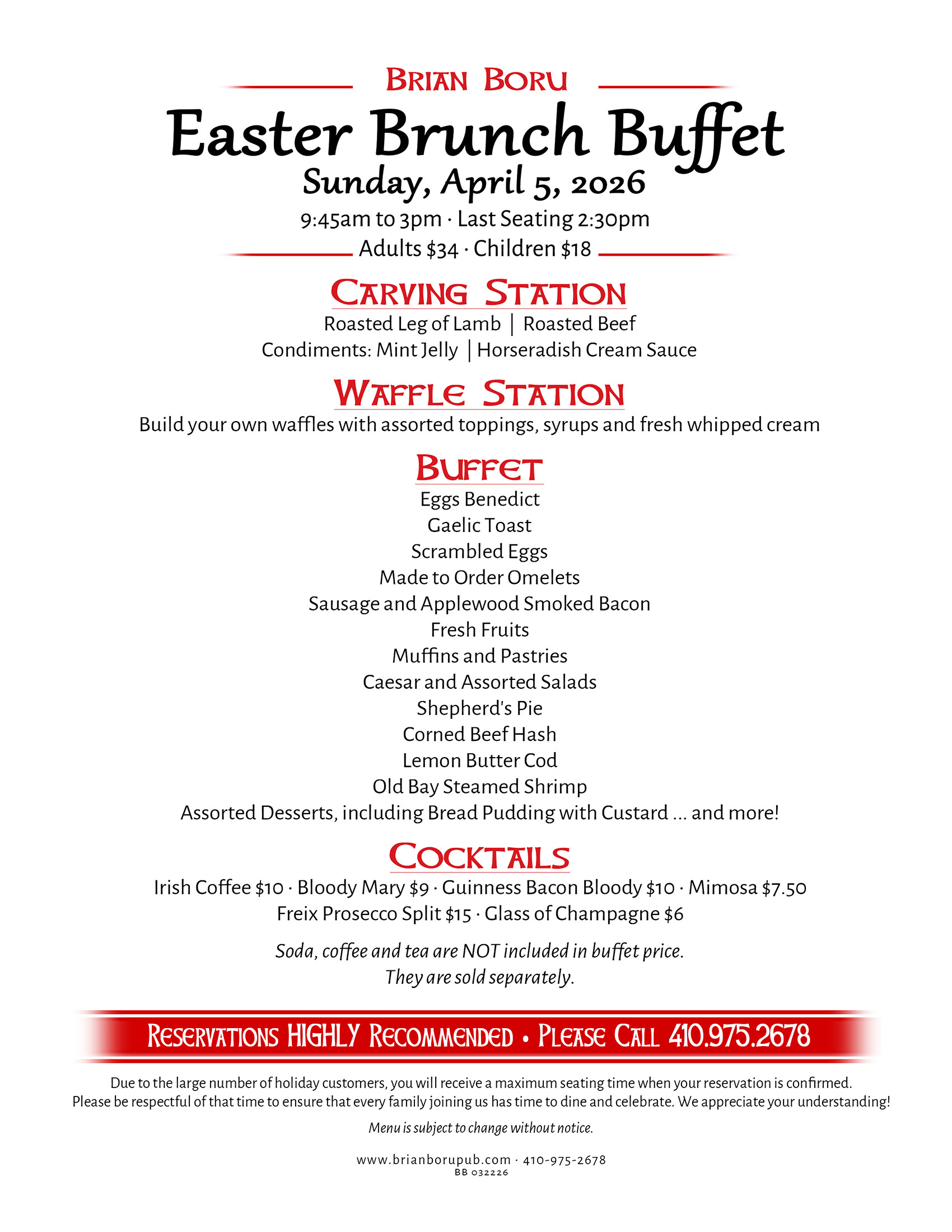 BRUNCH BUFFET BB2026 Easter LTR WEB